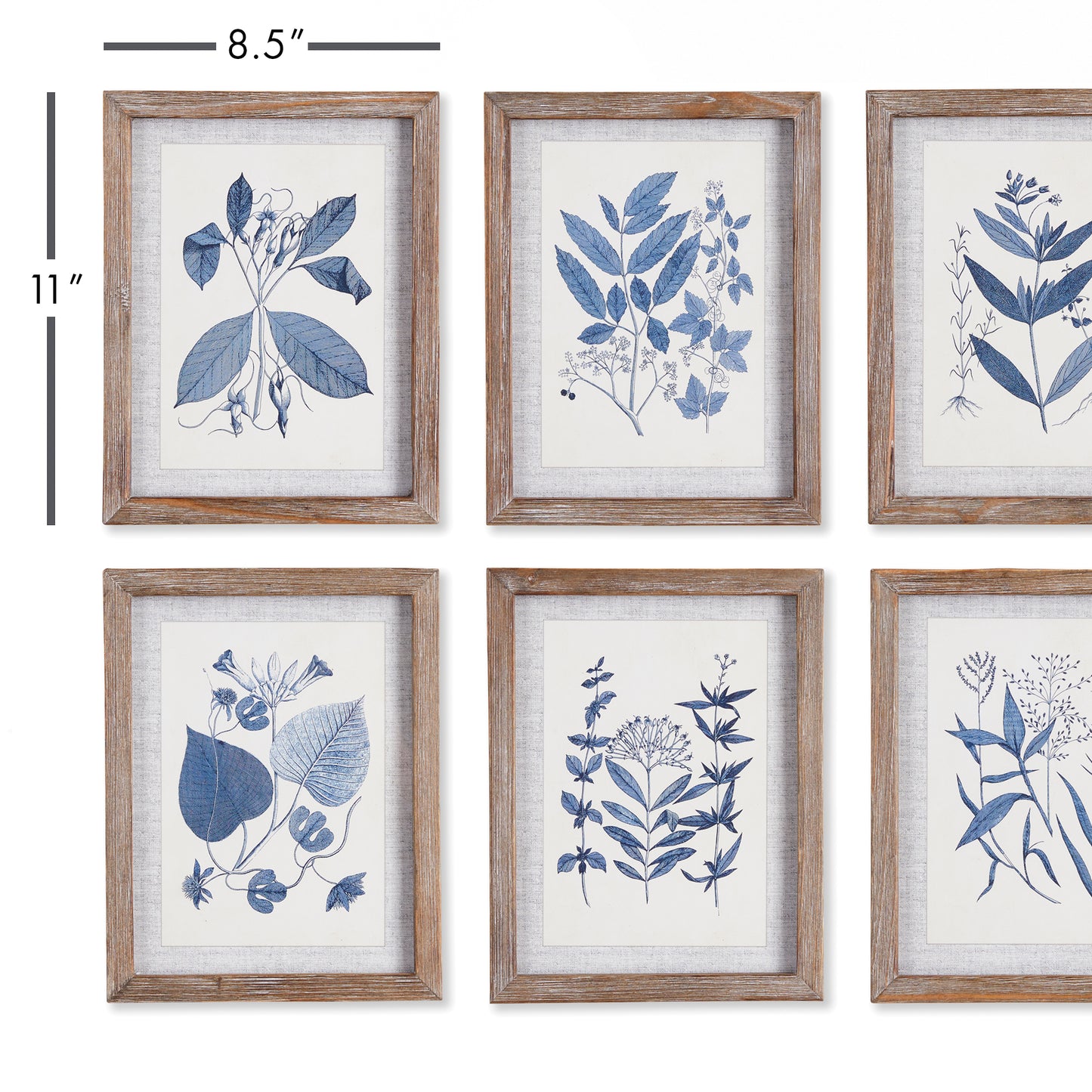 Blue Leaf Petite Prints, Set Of 6